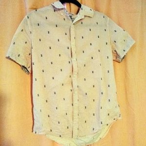 Denim & Flower Button Up Pineapple Shirt